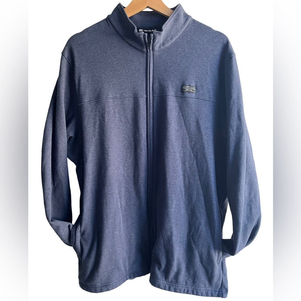 Travis Mathew Mens Blue Full Zip Golf Sweater Size Large